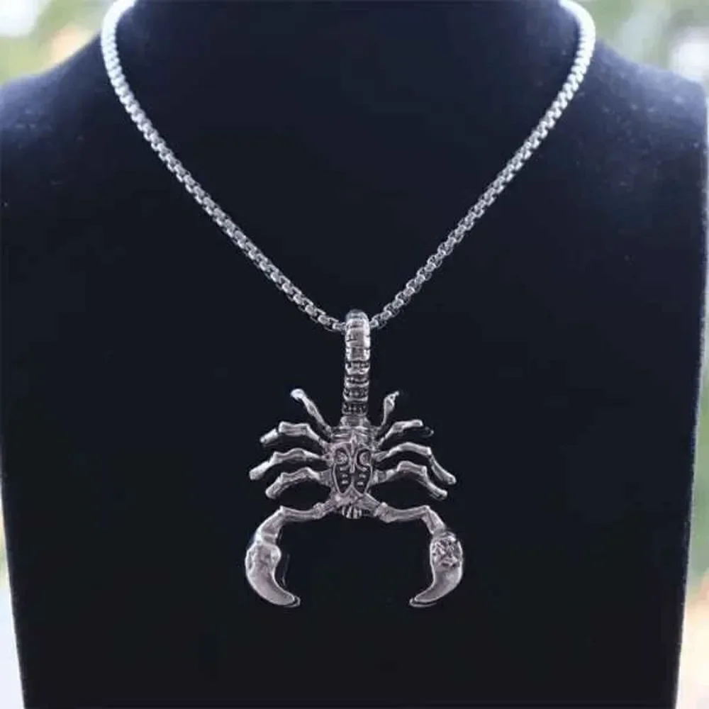 Stainless Steel Scorpion Pendant Necklace & Bracelet Set
